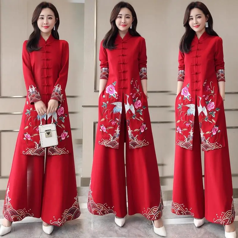 Embroidery Youtube - Set Cheongsam Gaya Etnik Panjang Celana