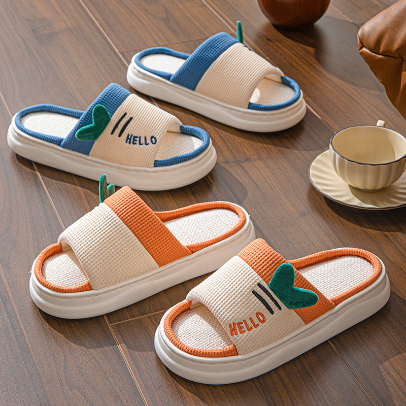 Embroidery Flat Shoes - Sandal Linen Gaya Baru untuk Wanita,