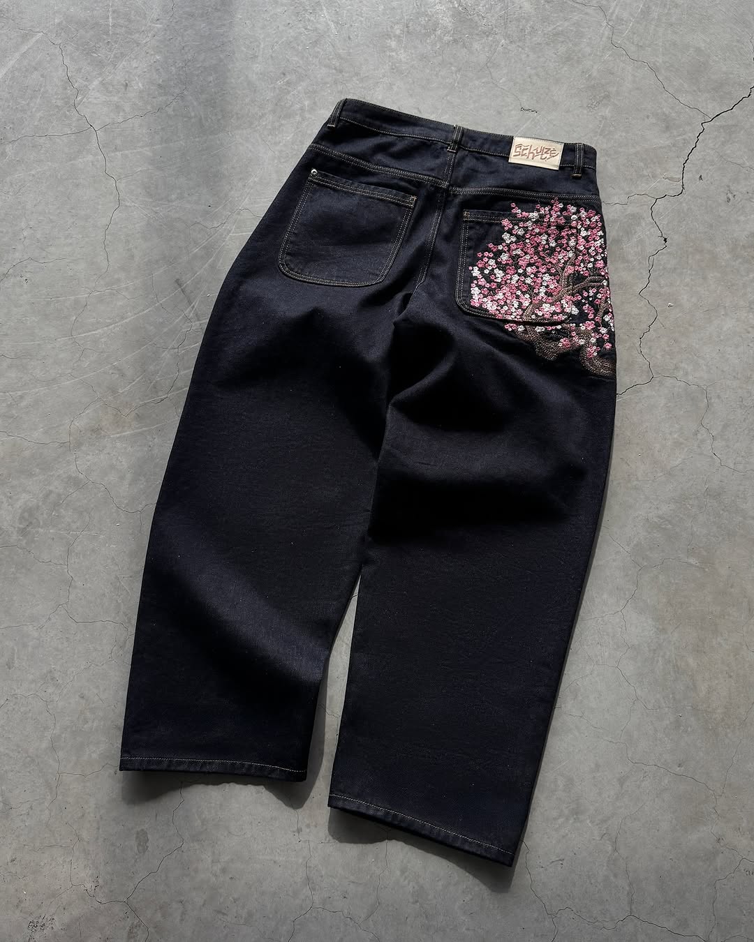 Embroidery Jeans Sakura - Celana Jeans Pria Bordir Sakura Slim
