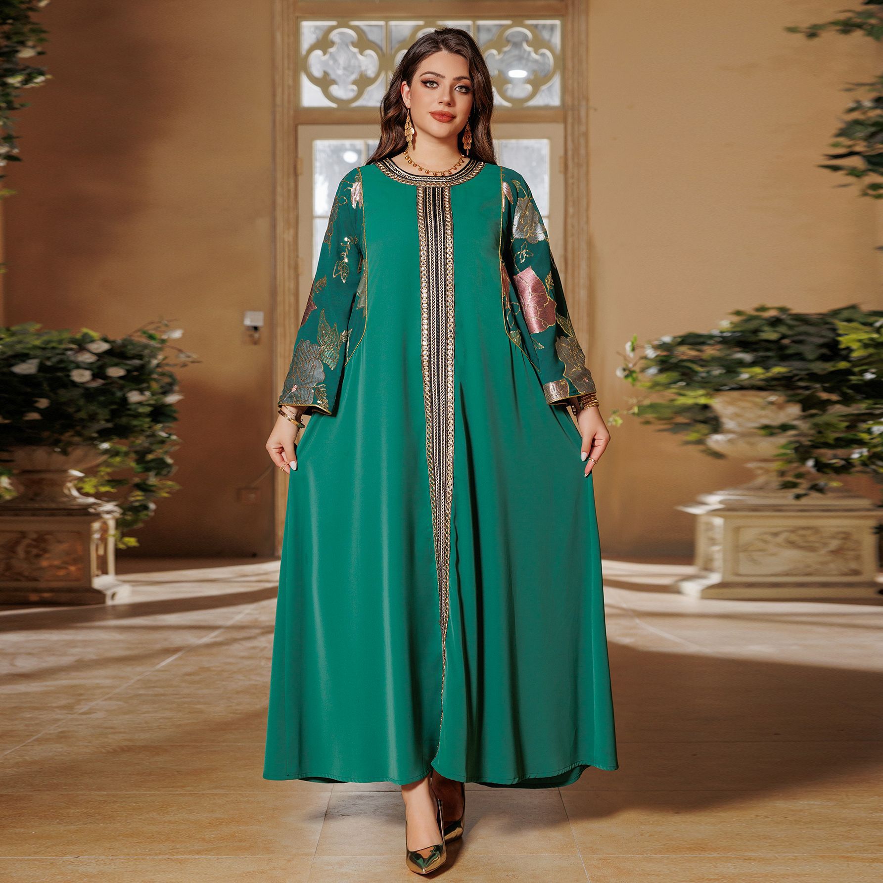 Gaun pesta Muslim Lebaran untu - Embroidery Kaftan ulasan dan harga