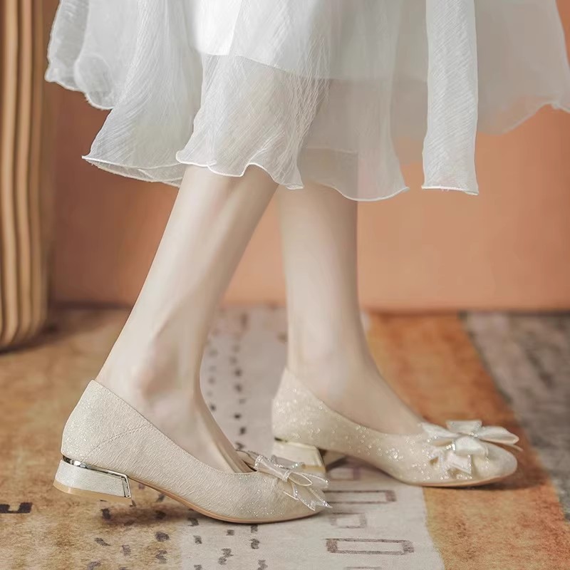 Sepatu Pernikahan Atasan Renda - Embroidery Flat Shoes ulasan dan harga