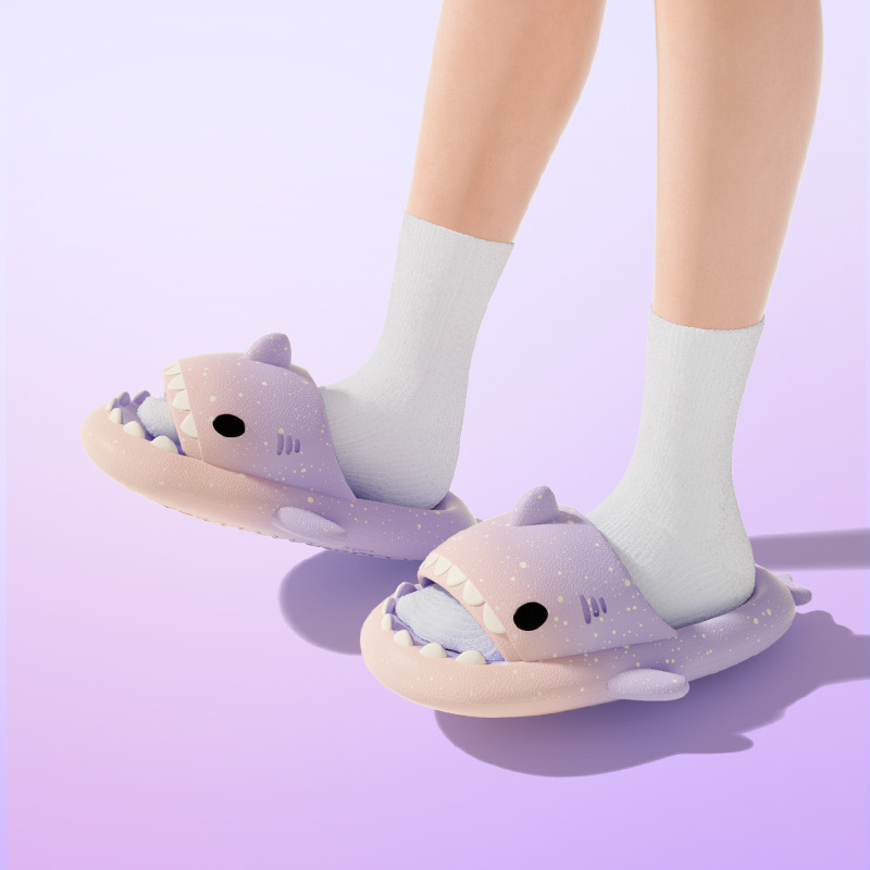 Sandal Hiu Kartun Lucu untuk W - Embroidery Flat Shoes ulasan dan harga