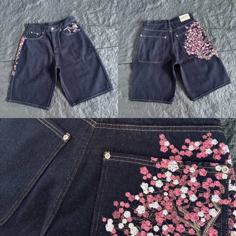 Celana pendek denim berwarna g - Embroidery Jeans Sakura ulasan dan harga