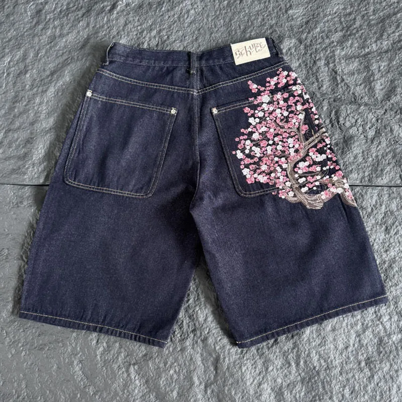 Celana pendek denim berwarna g - Embroidery Jeans Sakura ulasan dan harga