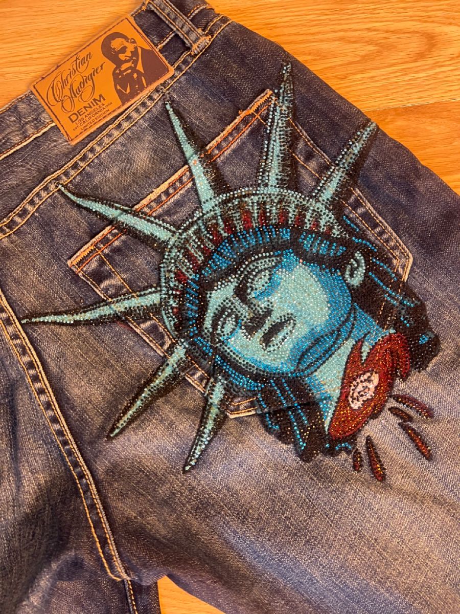 Celana Jeans Denim Wanita Y2k  - Embroidery Jeans Sakura ulasan dan harga