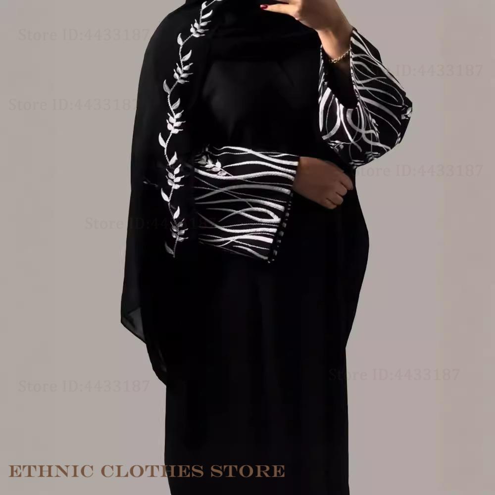 Gaun Muslim Wanita Elegan Bord - Embroidery Kaftan ulasan dan harga