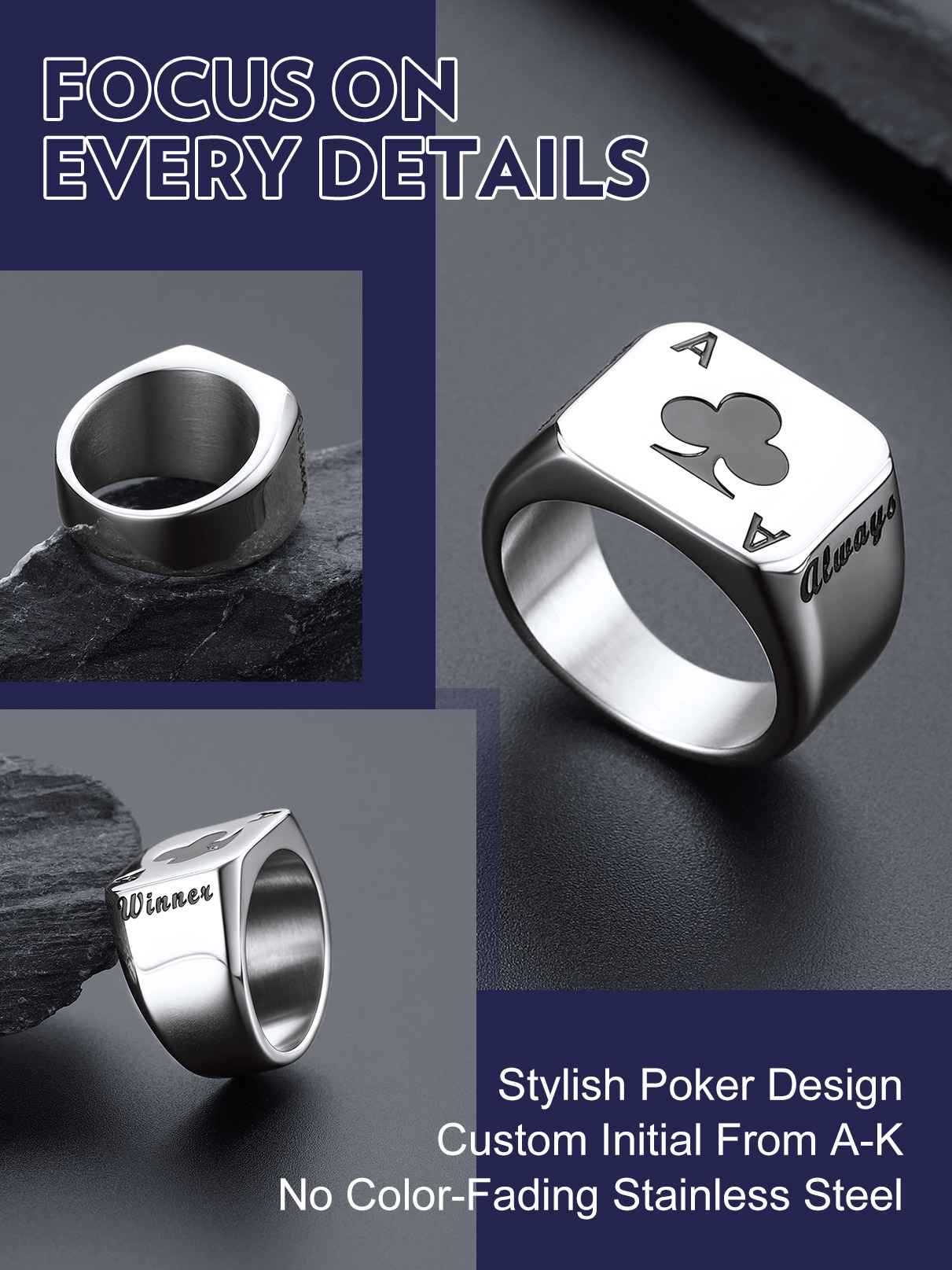 U7 Cincin Kartu Poker Baja Tah - Embroidery Alphabet ulasan dan harga