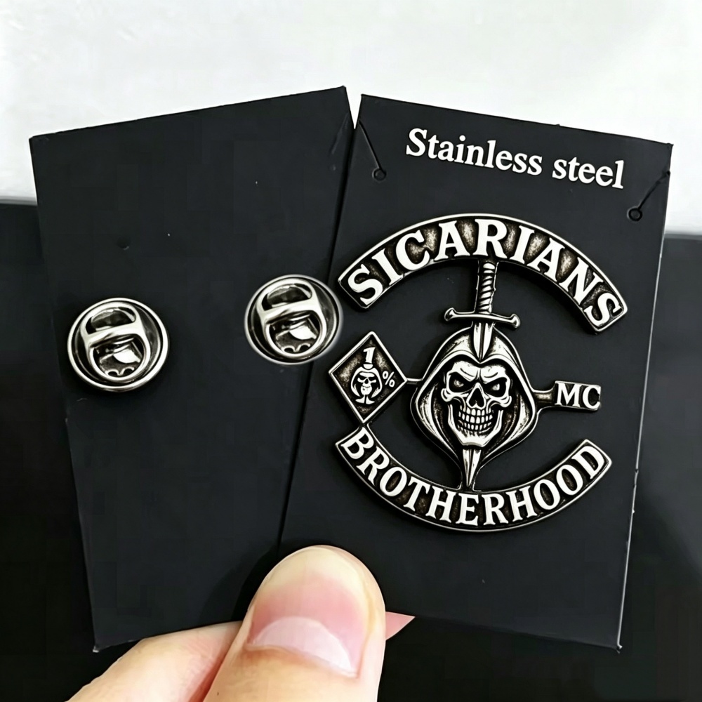 Bros Pin Logo MC Custom Teruki - Embroidery Alphabet ulasan dan harga