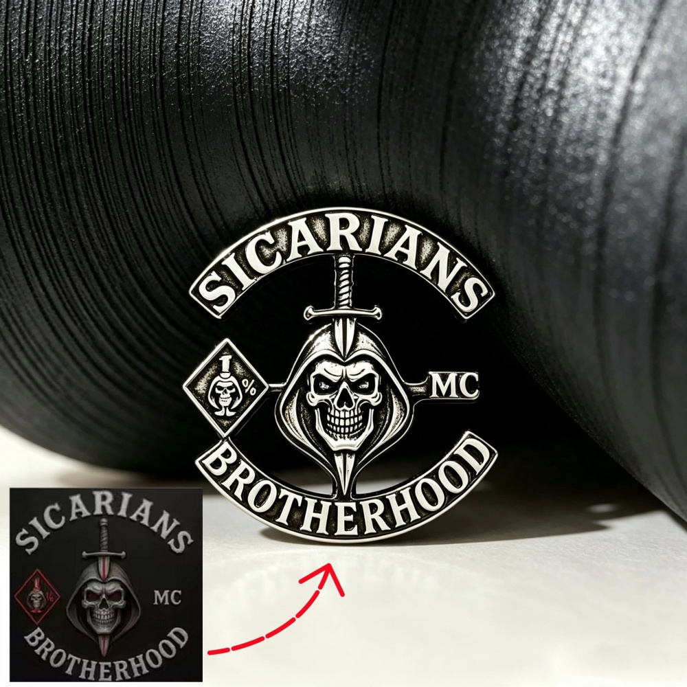 Bros Pin Logo MC Custom Teruki - Embroidery Alphabet ulasan dan harga