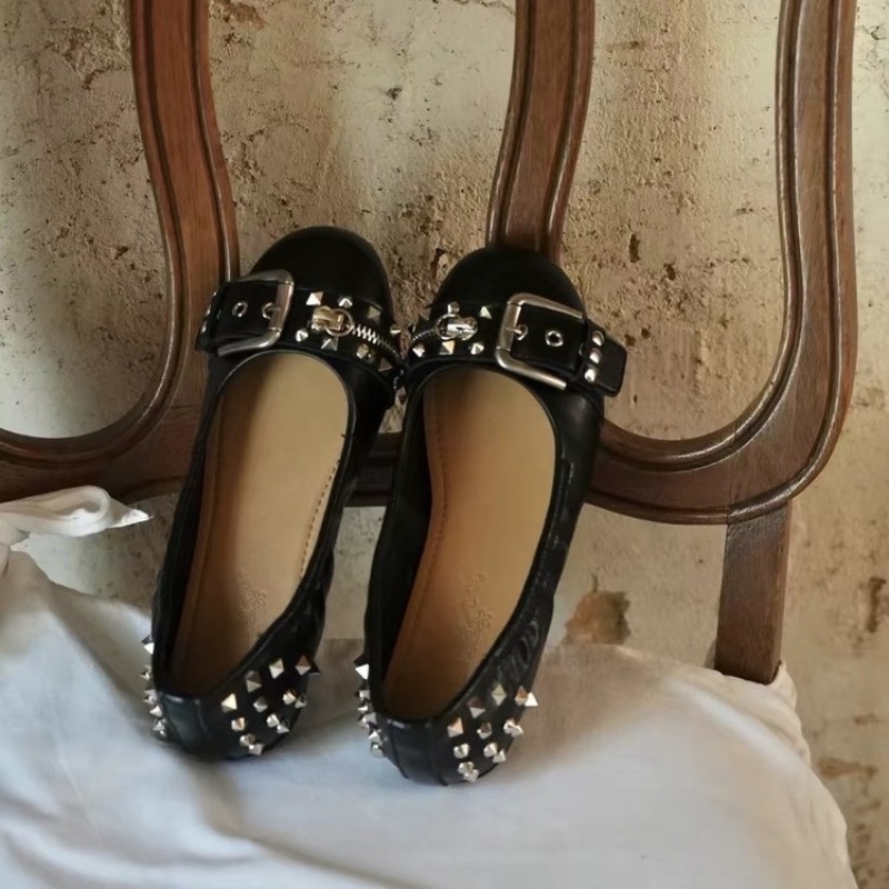 Sepatu Wanita Kulit Model Mary - Embroidery Flat Shoes ulasan dan harga