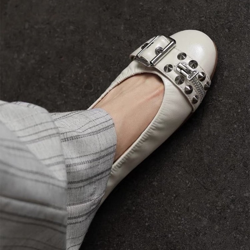 Sepatu Wanita Kulit Model Mary - Embroidery Flat Shoes ulasan dan harga