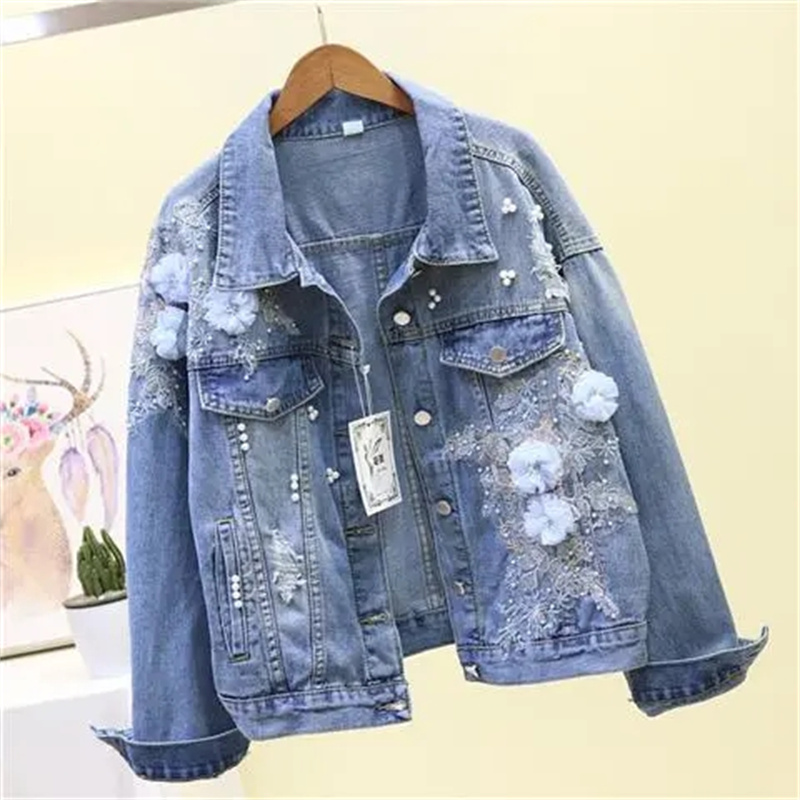 Jaket Pendek Denim Bordir Baru - Embroidery Jeans Sakura ulasan dan harga