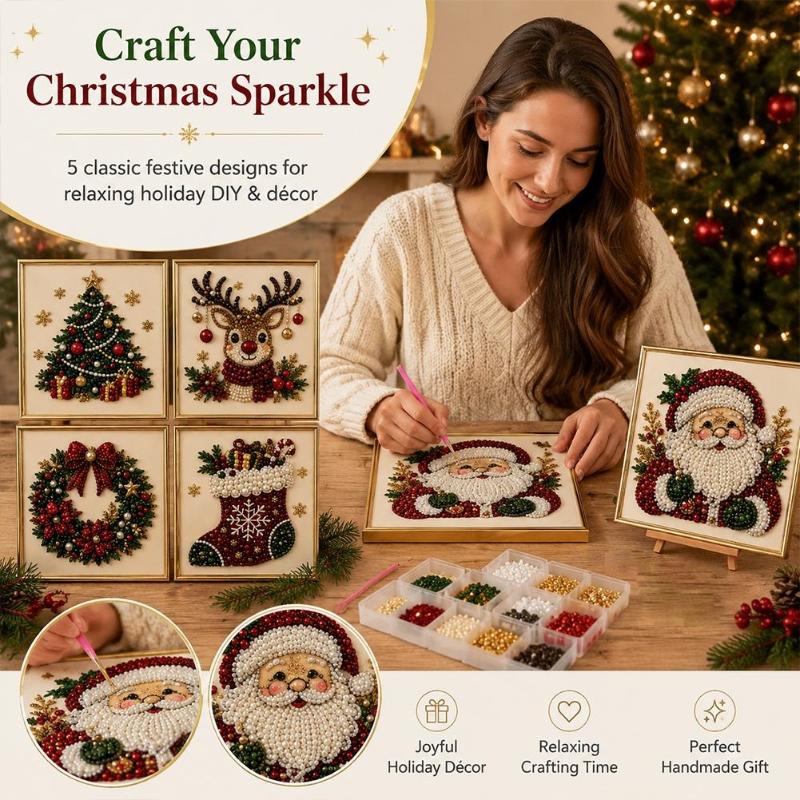 Kit Sulaman Manik-manik DIY Se - Embroidery Xmas Ornaments ulasan dan harga
