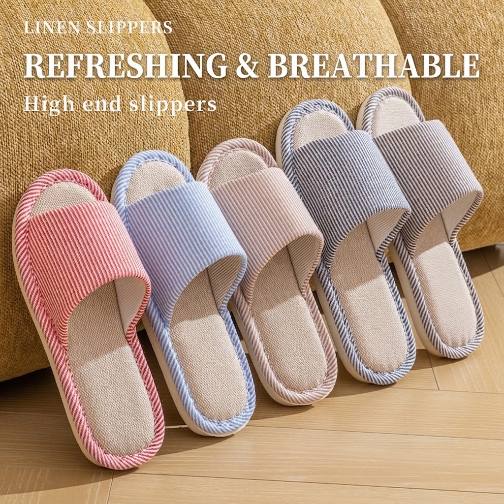 Sandal Linen Rami Bernapas unt - Embroidery Flat Shoes ulasan dan harga