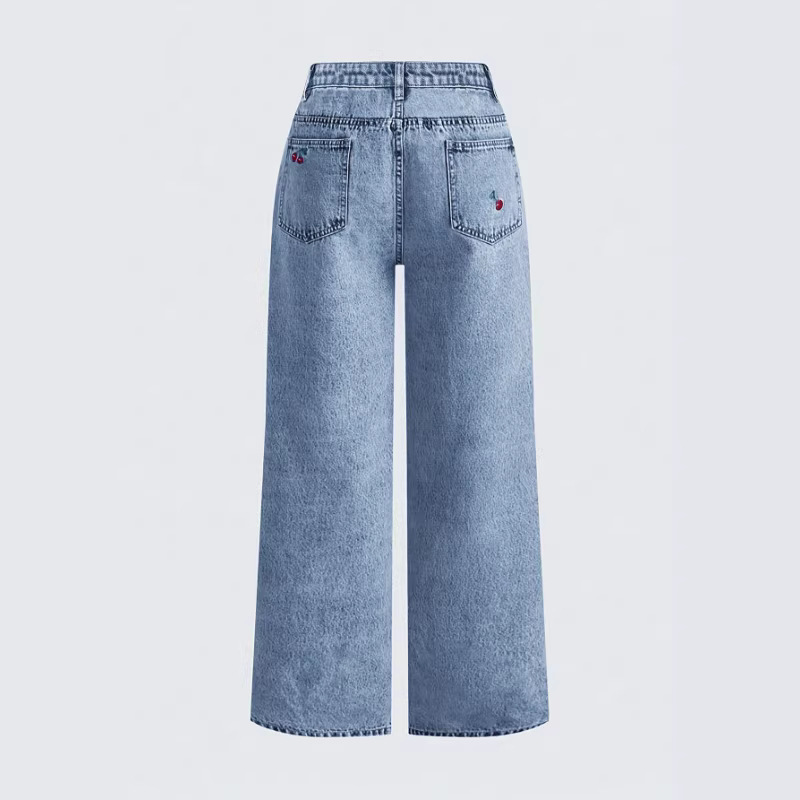 Celana Jeans Denim Retro Wanit - Embroidery Jeans Sakura ulasan dan harga