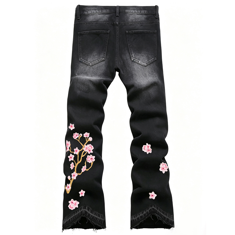 Celana Jeans Pria Model Bootcu - Embroidery Jeans Sakura ulasan dan harga